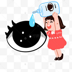爱眼眼睛滴眼液的女孩卡通眼珠图标瞳孔黑眼睛治疗眼珠医生在讲解视力