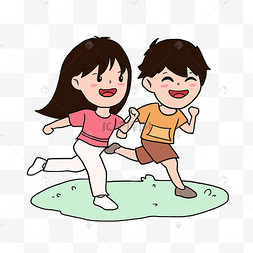 箭头人物奔跑冲刺跑步人物女孩跑步卡通兔年新年兔子奔跑手拿鞭炮跑