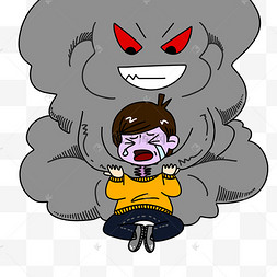 大气污染烟雾缠绕男孩