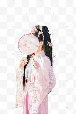 拿扇子遮脸古风美女