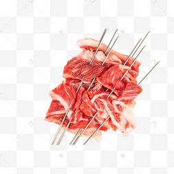 牛肉肉块卡通火锅食材肉食设计木砧板的生牛排筷子夹起一片雪花牛肉