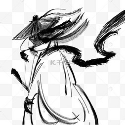 continuous line水墨江湖大侠将军古代人物古风中国风简约线条抽象