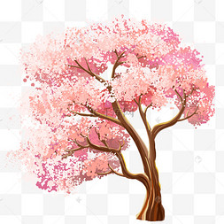 桃花林树木桃树美丽的粉色水彩樱花树树木桃子桃树桃树树林桃花林热门