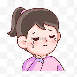 儿童手拿颜料盒画笔画画卡通悲伤哭泣的宝贝捂脸伤心哭泣女人微笑坏笑