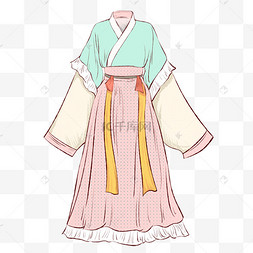 手绘古代端庄女性汉服传统服饰