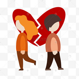 卡通情侣失败分手情侣分手吵架分手挽留情侣撕碎合影情侣分手情侣分手