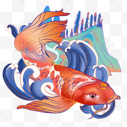 国潮鱼插画