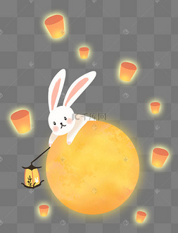 秋节可爱月兔花灯月亮