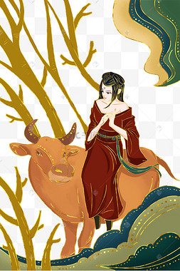 美女美人鱼双鱼座梦幻童话人物-阿拉伯公主描金国潮中国风美女侍女