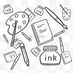 画线描书本书籍黑白简单线条书童读书手绘可爱学习用品涂鸦矢量手绘