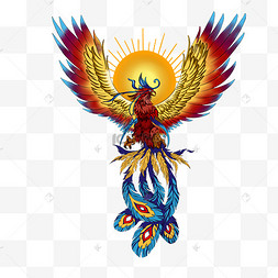 古典凤凰不死鸟金红