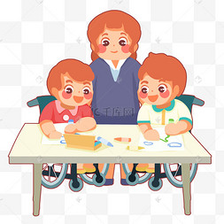 特殊教育残疾儿童上画画课