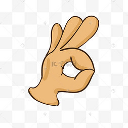 ok好的手势卡卡通手绘军人好的表情包彩色线条手势画商务合作智能手机