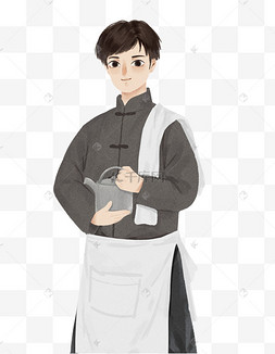 古代书生卡通人物插画欧洲贵族皇室男士手绘民国老百姓生活人物西服