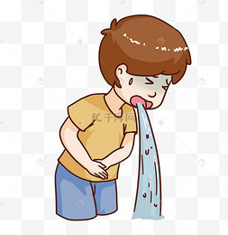 恶心表情包卡通手绘五颜六色五谷杂粮插画胃部不舒适患者男子喝酒呕吐