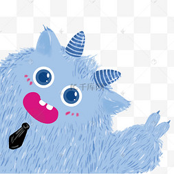 可爱毛绒合拍小怪兽独眼翅膀水彩可爱怪兽可爱绿色小怪兽粉色小怪兽