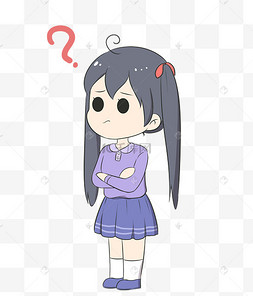 思考的双马尾女孩心理概念符号球形组成的感觉思想思想行为模式平面