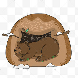 冬眠的动物狗熊手绘卡通可爱小猫咪动物猫咪睡觉世界睡眠日睡觉的小羊