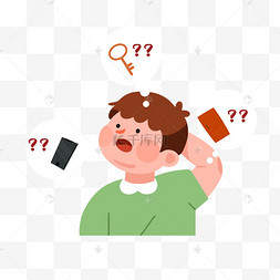 情绪管理女孩更年期烦躁女人健忘老人记忆力减退回想可爱笑脸表情符号