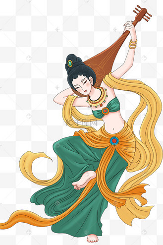 敦煌 飞天女神 图腾 天神女 祥云插画图片-千库网
