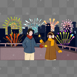 元旦新年跨年2021天台上放烟花的17