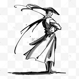 水墨剑侠水墨道士武士古代人物古风中国风古风水墨侠客手绘京剧脸谱