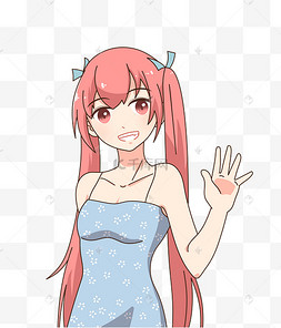 打招呼的二次元女孩