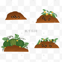 种子发芽小苗手绘雨水小苗插画手绘植物绿色小盆栽小苗简约风格手绘