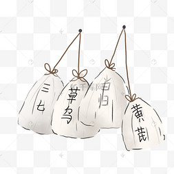 中药药材药包药书药方秤子儿童节涂鸦蜡笔画太阳2023年兔年日历1月