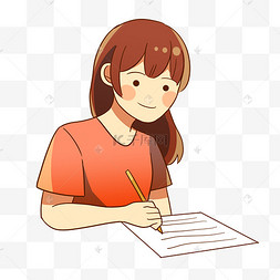 写作业感恩老师努力学习工作勤奋书桌写作业学生手绘卡通人物教室里