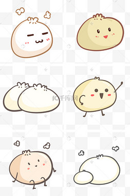 的食物清新手绘热汤热牛奶包子蛋糕古风包子店小二卡通人物q版形象