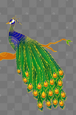 国潮中国风孔雀