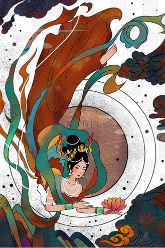 敦煌飞天国潮仙女神仙