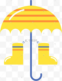矢量卡通雨靴雨具