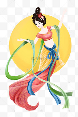 手绘古代嫦娥仙女春季花仙子花神小精灵中秋节手绘嫦娥和玉兔复古手绘