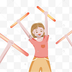 学习系列小女孩写作业卡通女孩加油插画可爱小女孩小朋友们加油表情包