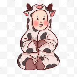 福娃小牛q版卡通角色动物形象聊天表情包合集靠在黄牛身上萌牛头套