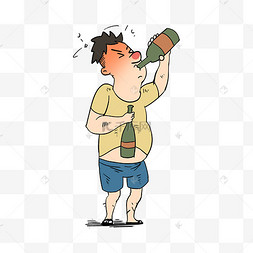 醉汉喝酒表情包png免抠素材酗酒喝酒醉汉端午节包粽子雄黄酒创意粽子