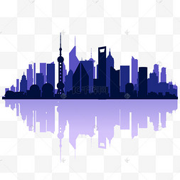 东方明珠上海城市天际线旅游城市上海矢量城市建筑楼房剪影国庆节红色