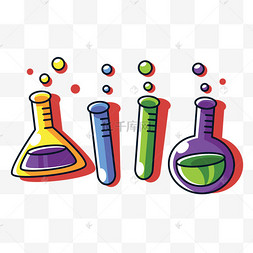 化学试剂卡通插画研究人员做实验蓝色的化学试剂免抠图化学工具试剂