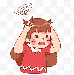 职场人物工作烦重头疼烦恼忧愁手绘噪音污染头疼捂耳朵男孩挠头烦恼一