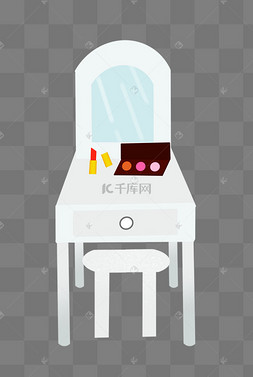 化妆台桌子插画手绘木质家具插画木质棕色镜子梳妆台梳妆台家具的插画