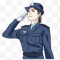 行礼的女性公安干警写实警察公安男孩卡通冬日公安警车