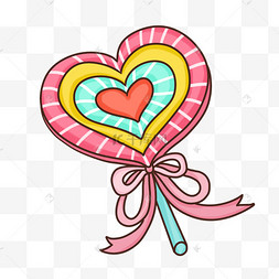 糖果素材元素吃棒棒糖的小女孩卡通圣诞节拐杖棒棒糖粉色棒棒糖手绘