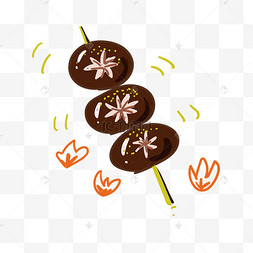 卡通烤香菇装饰插画烧烤烤串烤香菇烤香菇卡通插画小吃食物烤香菇插画