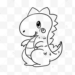 卡通简单线条儿童节恐龙