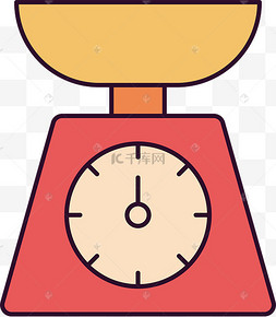 粉色电子秤放在电子秤上的烧杯粉色家电电子秤插画绿色卡通健康体重秤