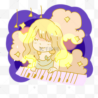 弹钢琴少女