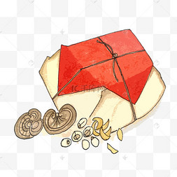 中医养生中药保健药材书本本草纲目手绘风格食材山药手绘插画中药中医