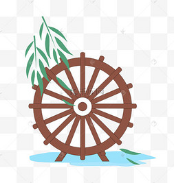 游乐园水车天车水轮水车水车水轮消防站建筑城市救援仿真农具水车春季